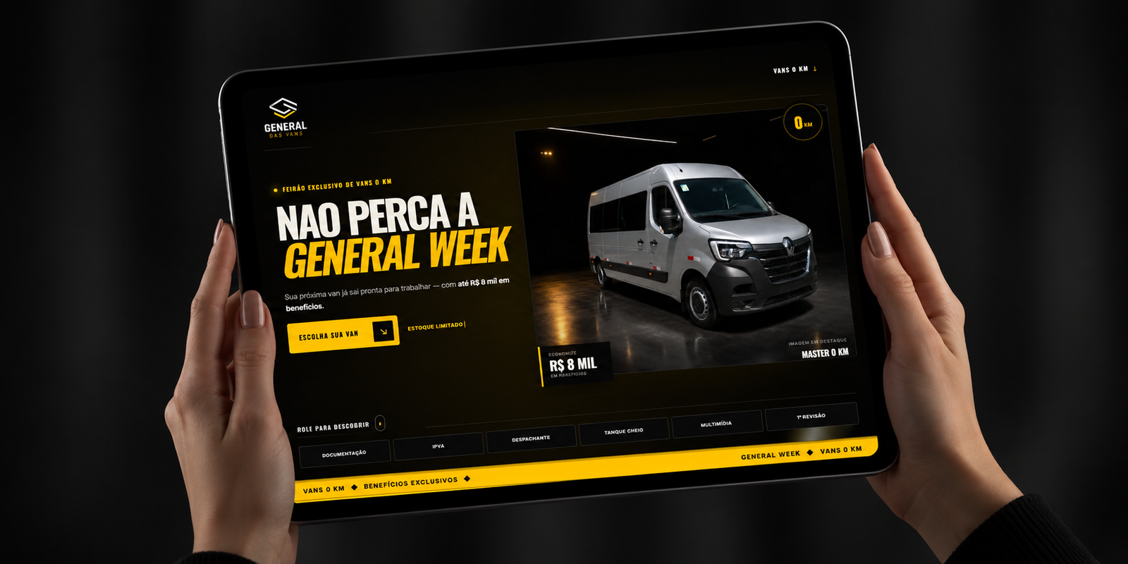 Mockup do projeto General Week — Landing page