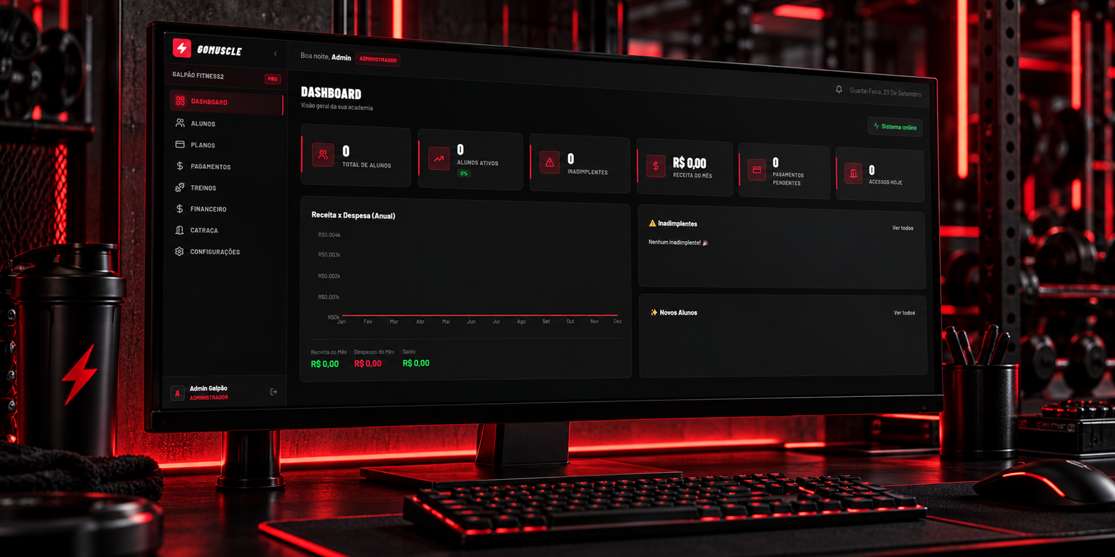 Mockup do projeto Galpão — GoMuscle