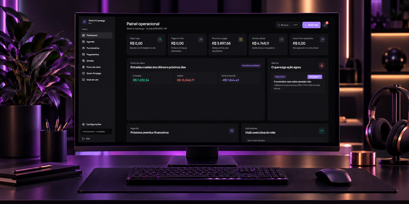 Mockup do projeto GoPlanner — Sistema de vales