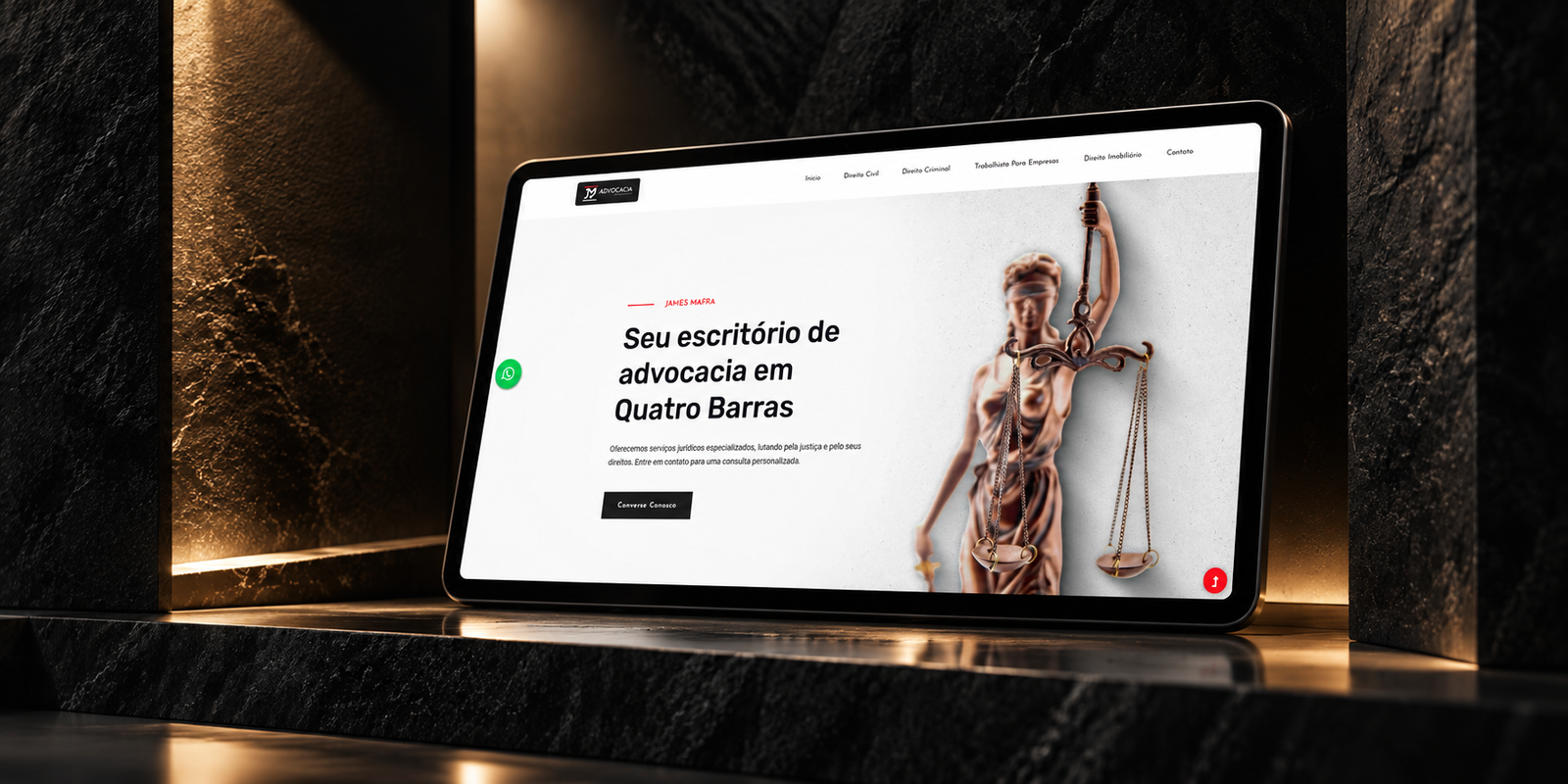 Mockup do projeto James Mafra — Advocacia